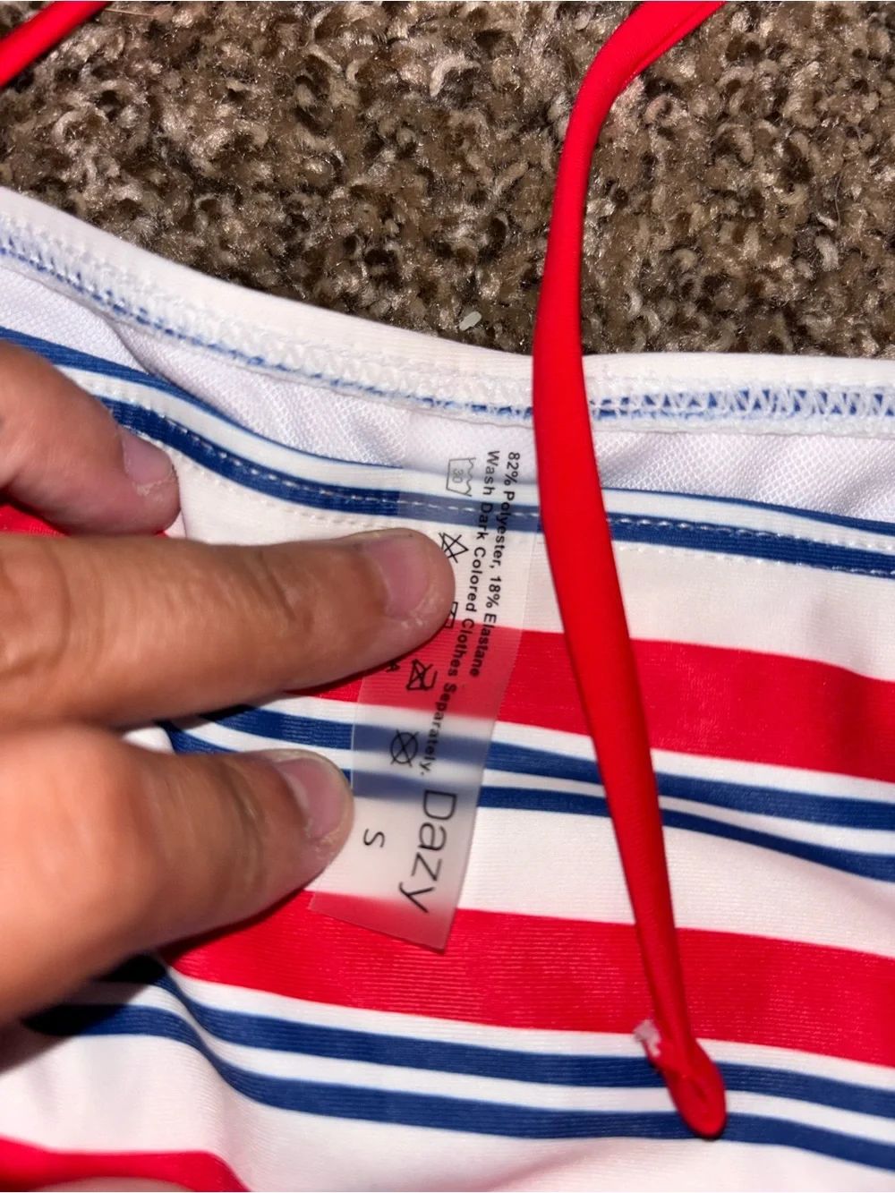 Striped Red & White Triangle Bikini Set